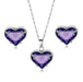 Wholesale Heart Shaped Zircon Artificial Stone Copper Necklace Earring Set MOQ≥2 JDC-NE-Kas006 Necklaces 卡诗 purple Wholesale Jewelry JoyasDeChina Joyas De China