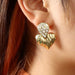 Wholesale heart-shaped zircon metal earrings JDC-ES-NZ034 Earrings 奈珠 Wholesale Jewelry JoyasDeChina Joyas De China
