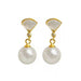 Wholesale high-end light luxury fan pearls Earrings MOQ≥2 JDC-ES-WN045 Earrings 薇妮 gold minimum 2 pieces for wholesale Wholesale Jewelry JoyasDeChina Joyas De China
