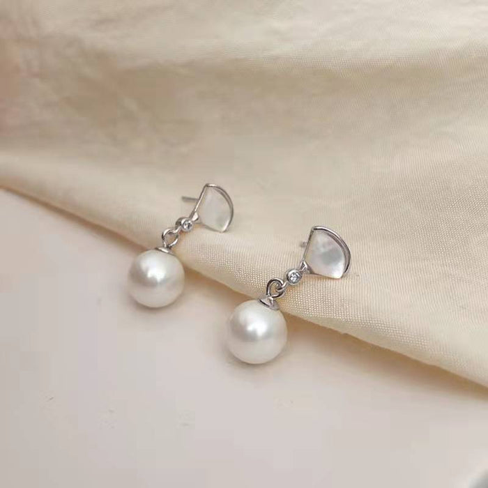 Wholesale high-end light luxury fan pearls Earrings MOQ≥2 JDC-ES-WN045 Earrings 薇妮 silver minimum 2 pieces for wholesale Wholesale Jewelry JoyasDeChina Joyas De China