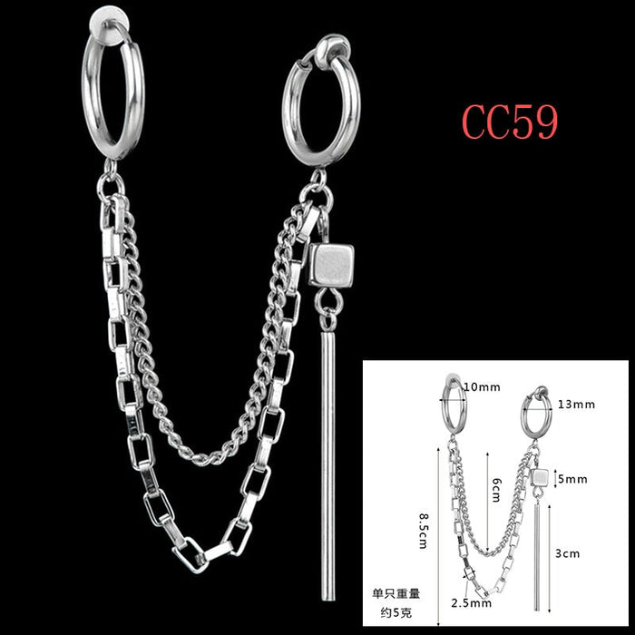 Wholesale hip hop chain stainless steel fashion punk sweet cool wind Earrings JDC-ES-RXSFL008 Earrings 尚芙乐 SFLCC59 ERJIA Wholesale Jewelry JoyasDeChina Joyas De China