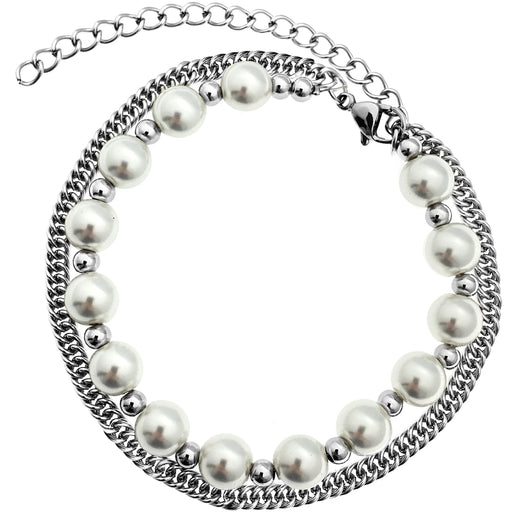 Wholesale Hip Hop Pearl Titanium Steel Cuban Bracelet JDC-BT-JiuB008 Bracelet 玖柏 18CM+7CM Wholesale Jewelry JoyasDeChina Joyas De China