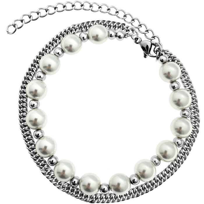 Wholesale Hip Hop Pearl Titanium Steel Cuban Bracelet JDC-BT-JiuB008 Bracelet 玖柏 18CM+7CM Wholesale Jewelry JoyasDeChina Joyas De China