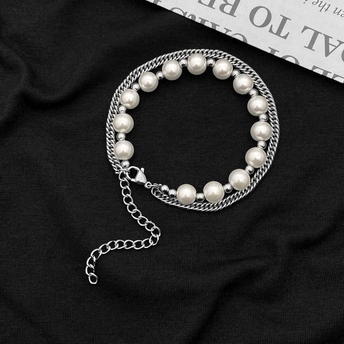 Wholesale Hip Hop Pearl Titanium Steel Cuban Bracelet JDC-BT-JiuB008 Bracelet 玖柏 Wholesale Jewelry JoyasDeChina Joyas De China