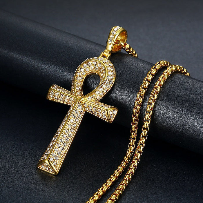 Wholesale Hip Hop Stainless Steel Gold Plated Cross Pendant Charms JDC-CS-FY041 charms 福友 Wholesale Jewelry JoyasDeChina Joyas De China
