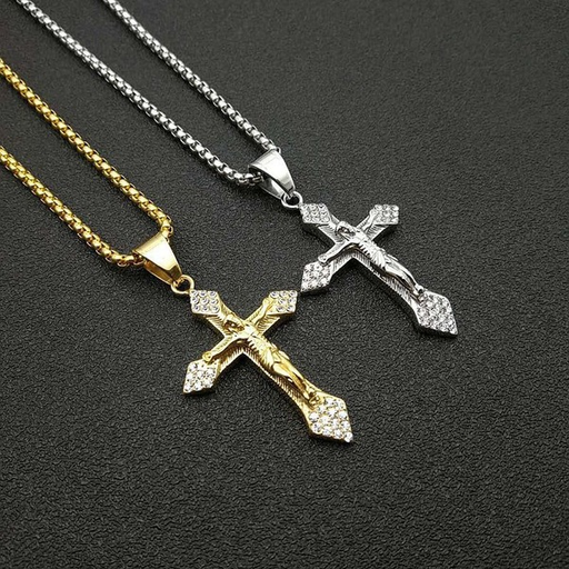 Wholesale Hip Hop Stainless Steel Gold Plated Jesus Cross Pendant Charms JDC-CS-FY051 charms 福友 Wholesale Jewelry JoyasDeChina Joyas De China