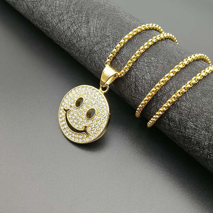 Wholesale hip hop stainless steel smiley symbol Necklaces JDC-NE-FY030 Necklaces 福友 Gold single pendant Wholesale Jewelry JoyasDeChina Joyas De China