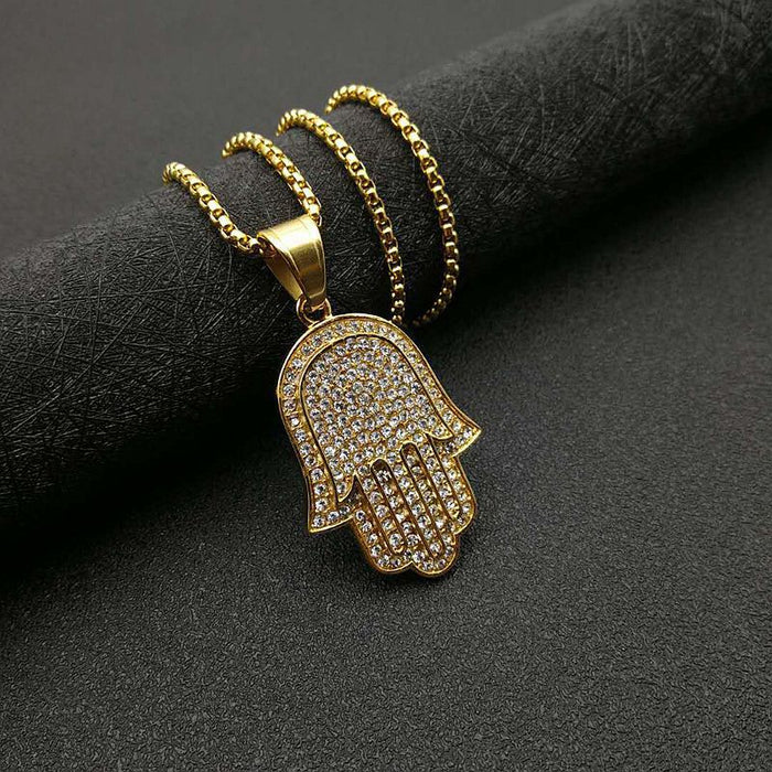 Wholesale Hip Hop Titanium Steel Gold Plated Hand of Fatima Pendant Charms JDC-CS-FY027 charms 福友 Wholesale Jewelry JoyasDeChina Joyas De China