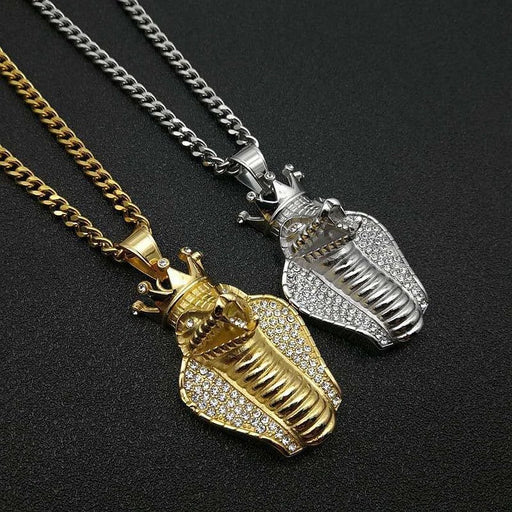 Wholesale Hip Hop Titanium Steel Gold Plated Rhinestone Cobra Necklaces JDC-NE-FY032 Necklaces 福友 Wholesale Jewelry JoyasDeChina Joyas De China
