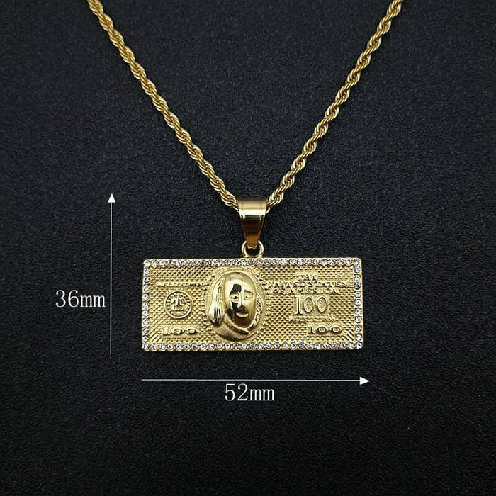 Wholesale Hip Hop Titanium Steel Gold Plated Rhinestone Dollar Pendant JDC-CS-FY100 charms 福友 Wholesale Jewelry JoyasDeChina Joyas De China