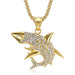 Wholesale Hip Hop Titanium Steel Gold Plated Rhinestone Shark Pendant JDC-CS-FY101 charms 福友 Wholesale Jewelry JoyasDeChina Joyas De China