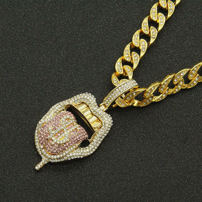 Wholesale Hip Hop Zinc Alloy Rhinestone Cuban Chain Necklace JDC-NE-HShang001 Necklaces 尚恒 Wholesale Jewelry JoyasDeChina Joyas De China