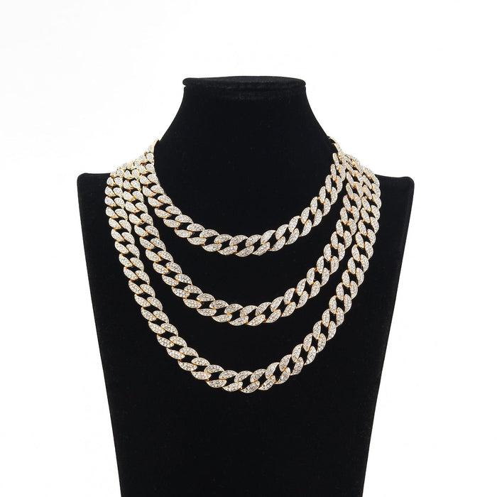 Wholesale Hip Hop Zinc Alloy Rhinestone Cuban Chain Necklace JDC-NE-RenQ001 Necklaces 仁庆 Wholesale Jewelry JoyasDeChina Joyas De China