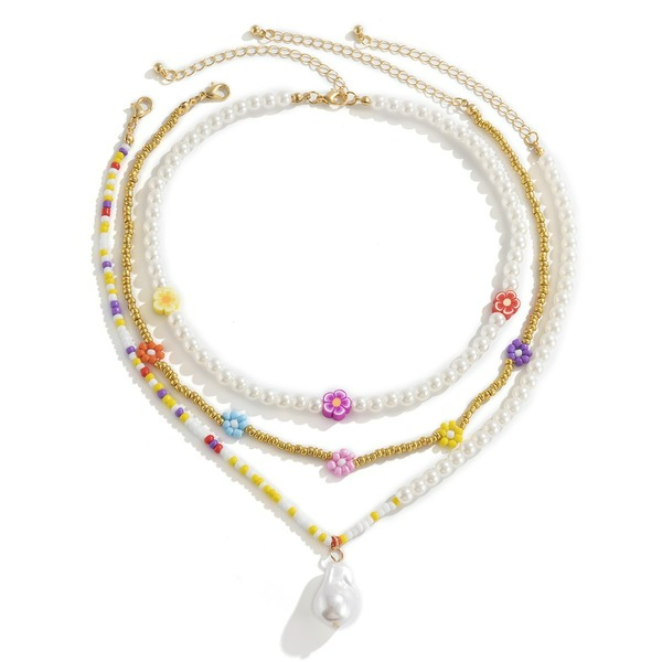 Wholesale holiday style Daisy shaped imitation pearl necklace JDC-NE-KJ106 NECKLACE JoyasDeChina Wholesale Jewelry JoyasDeChina Joyas De China