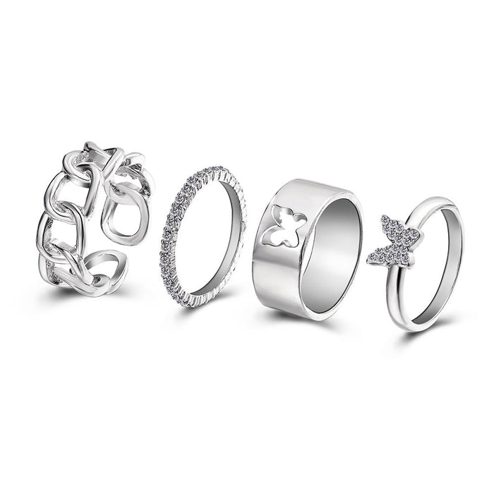 Wholesale Hollow Alloy Rings 4 Piece Set JDC-RS-F563 Rings JoyasDeChina 54521 silver Wholesale Jewelry JoyasDeChina Joyas De China