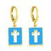 Wholesale Hollow Cross 18k Gold Plated Copper Earrings JDC-ES-AS-012 Earrings 翱?N blue Wholesale Jewelry JoyasDeChina Joyas De China