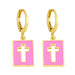 Wholesale Hollow Cross 18k Gold Plated Copper Earrings JDC-ES-AS-012 Earrings 翱?N pink Wholesale Jewelry JoyasDeChina Joyas De China