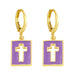 Wholesale Hollow Cross 18k Gold Plated Copper Earrings JDC-ES-AS-012 Earrings 翱?N purple Wholesale Jewelry JoyasDeChina Joyas De China