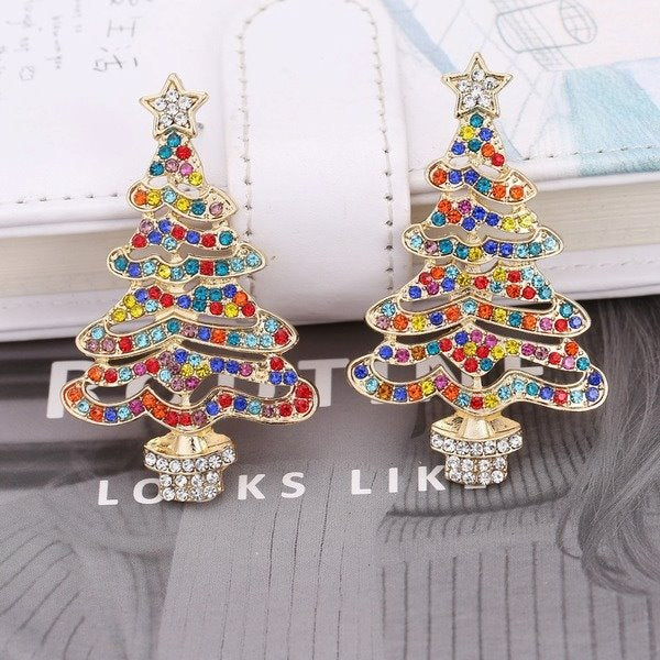 Wholesale hollow diamond Christmas Tree Earrings JDC-ES-MY215 Earrings 曼茵 Wholesale Jewelry JoyasDeChina Joyas De China