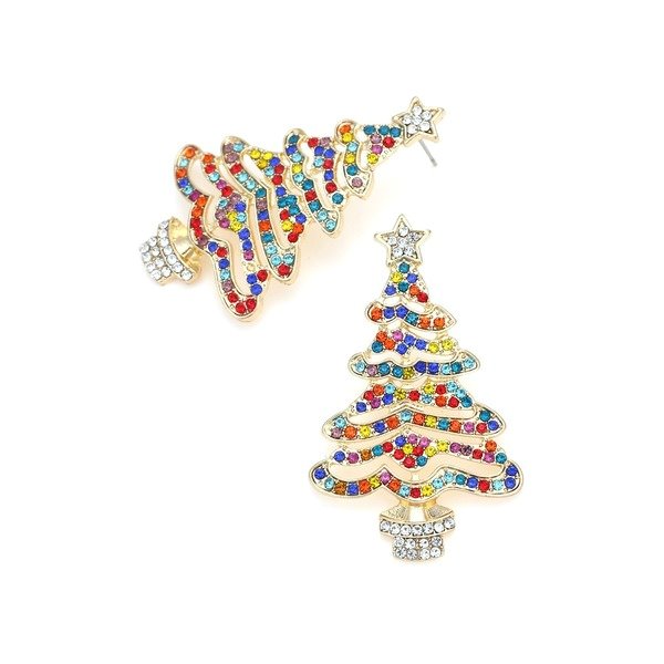 Wholesale hollow diamond Christmas Tree Earrings JDC-ES-MY215 Earrings 曼茵 Wholesale Jewelry JoyasDeChina Joyas De China