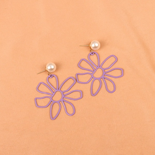 Wholesale hollow flower pearl alloy earrings JDC-ES-LSY030 Earrings JoyasDeChina Wholesale Jewelry JoyasDeChina Joyas De China