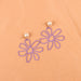 Wholesale hollow flower pearl alloy earrings JDC-ES-LSY030 Earrings JoyasDeChina purple Wholesale Jewelry JoyasDeChina Joyas De China