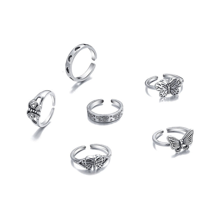Wholesale Hollow Heart Butterfly Alloy Knuckle Ring Set JDC-RS-F100 Rings 韩之尚 Wholesale Jewelry JoyasDeChina Joyas De China