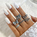 Wholesale Hollow Heart Butterfly Alloy Knuckle Ring Set JDC-RS-F100 Rings 韩之尚 55056 Wholesale Jewelry JoyasDeChina Joyas De China