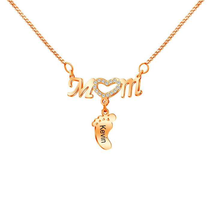 Wholesale hollow out doll stainless steel mother's Day gift Necklaces JDC-NE-Mail003 Necklaces 麦伦 ROSE GOLD+diamond Wholesale Jewelry JoyasDeChina Joyas De China