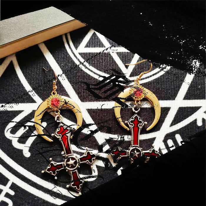 Wholesale horn inverted cross alloy earrings JDC-ES-YYFF003 Earrings 燕羽飞飞 Wholesale Jewelry JoyasDeChina Joyas De China