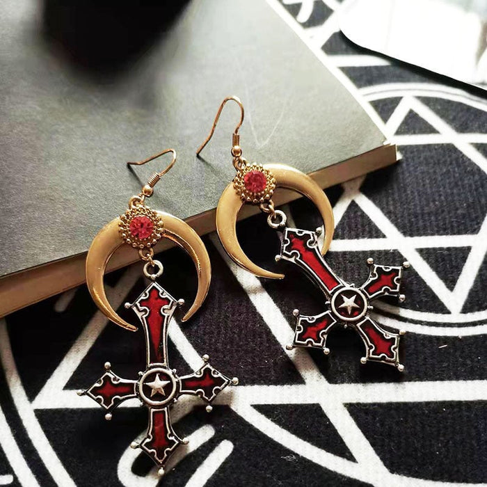 Wholesale horn inverted cross alloy earrings JDC-ES-YYFF003 Earrings 燕羽飞飞 Wholesale Jewelry JoyasDeChina Joyas De China