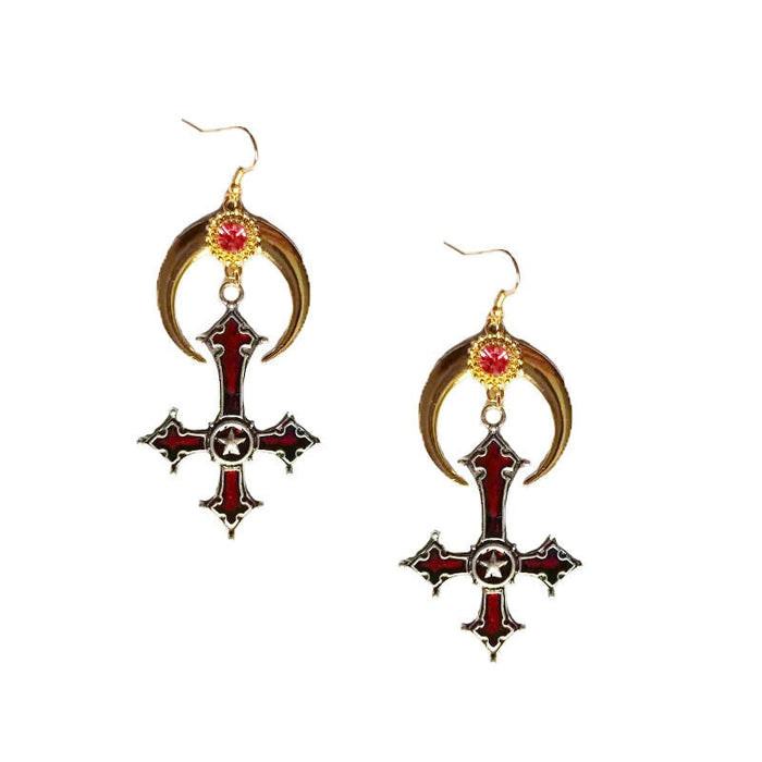 Wholesale horn inverted cross alloy earrings JDC-ES-YYFF003 Earrings 燕羽飞飞 Wholesale Jewelry JoyasDeChina Joyas De China