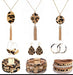 Wholesale Horsehair Leopard Fringe Necklace Long Earring Set JDC-ES-ZhanY005 Earrings 展言 19 Wholesale Jewelry JoyasDeChina Joyas De China