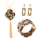 Wholesale Horsehair Leopard Fringe Necklace Long Earring Set JDC-ES-ZhanY005 Earrings 展言 6 Wholesale Jewelry JoyasDeChina Joyas De China