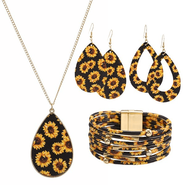 Wholesale Horsehair Leopard Fringe Necklace Long Earring Set JDC-ES-ZhanY005 Earrings 展言 Wholesale Jewelry JoyasDeChina Joyas De China