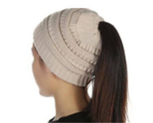 Wholesale horsetail hat knitted fashion hat JDC-FH-GSXK012 Fashionhat 雄魁 Beige CC Wholesale Jewelry JoyasDeChina Joyas De China