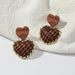 Wholesale houndstooth metal heart shaped earrings JDC-ES-NZ064 Earrings 奈珠 EZ3997shenka Wholesale Jewelry JoyasDeChina Joyas De China