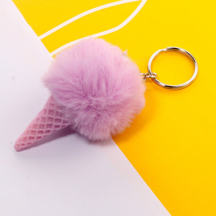 Wholesale Ice Cream HairBall Keychain JDC-KC-QiShi006 Keychains 奇释 Wholesale Jewelry JoyasDeChina Joyas De China