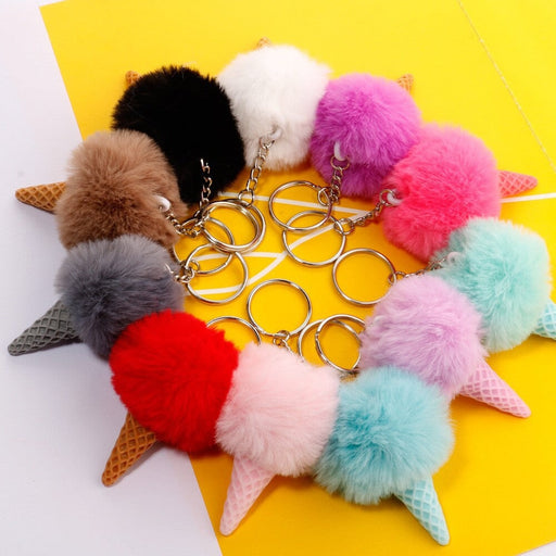 Wholesale Ice Cream HairBall Keychain JDC-KC-QiShi006 Keychains 奇释 Wholesale Jewelry JoyasDeChina Joyas De China