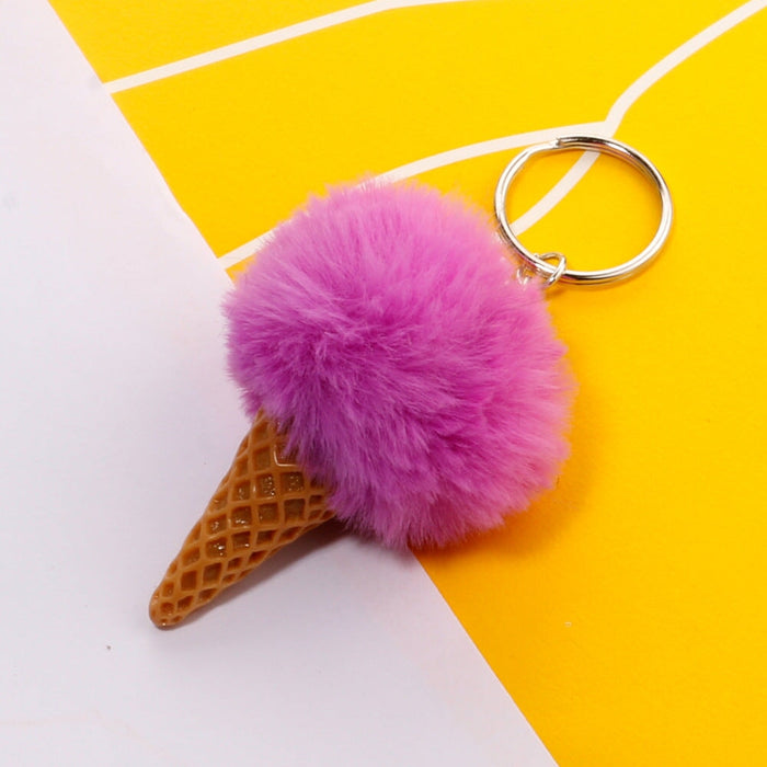 Wholesale Ice Cream HairBall Keychain JDC-KC-QiShi006 Keychains 奇释 Wholesale Jewelry JoyasDeChina Joyas De China