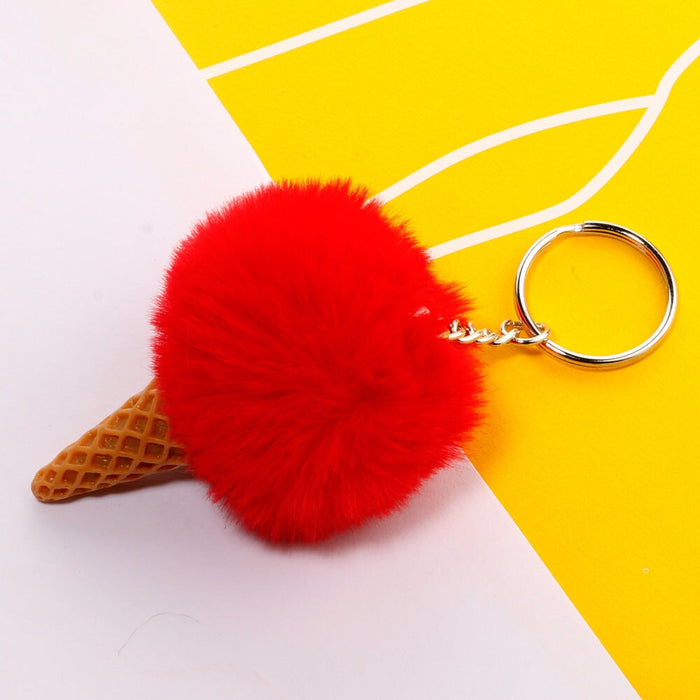 Wholesale Ice Cream HairBall Keychain JDC-KC-QiShi006 Keychains 奇释 Red4 Wholesale Jewelry JoyasDeChina Joyas De China