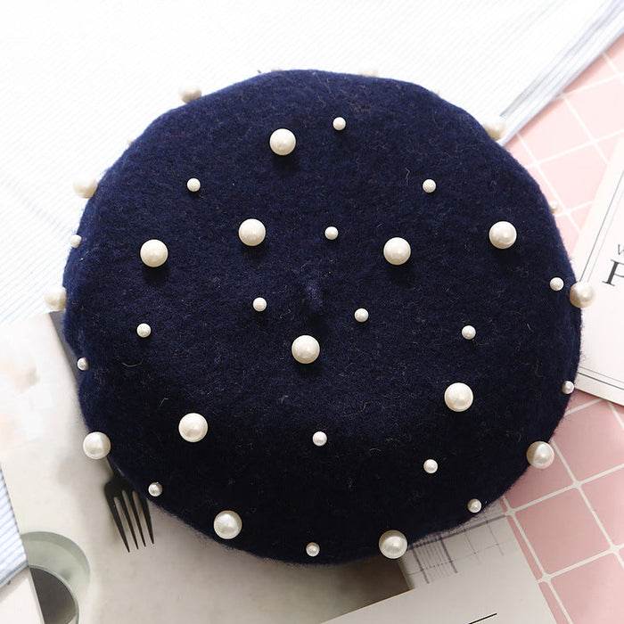 Wholesale imitation cashmere pearl beret JDC-FH-XLONG002 Fashionhat 新隆 Wholesale Jewelry JoyasDeChina Joyas De China