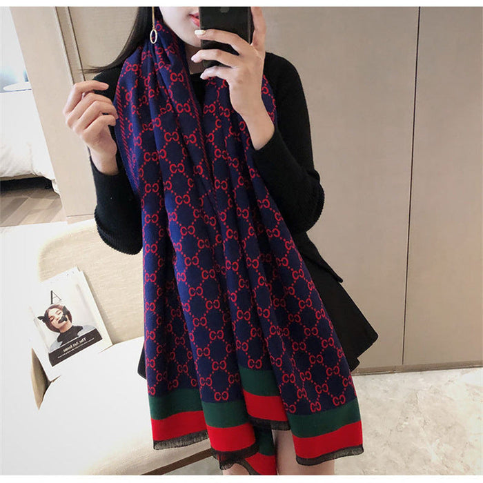 Wholesale imitation cashmere shawl JDC-SF-SL048 scarf JoyasDeChina J072 red blue Above 175cm Wholesale Jewelry JoyasDeChina Joyas De China