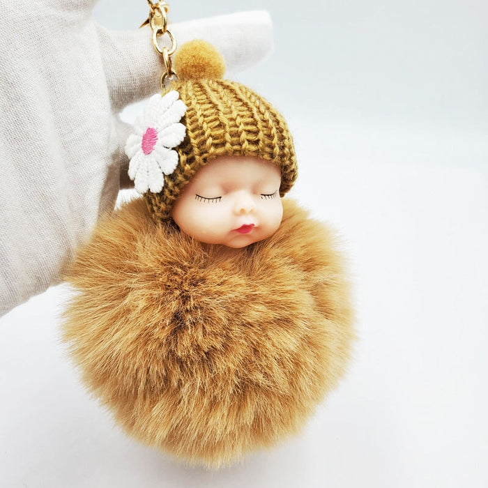 Wholesale Imitation Hair Alloy Hair Ball Keychain JDC-KC-QiShi003 Keychains 奇释 khaki 8cm Wholesale Jewelry JoyasDeChina Joyas De China