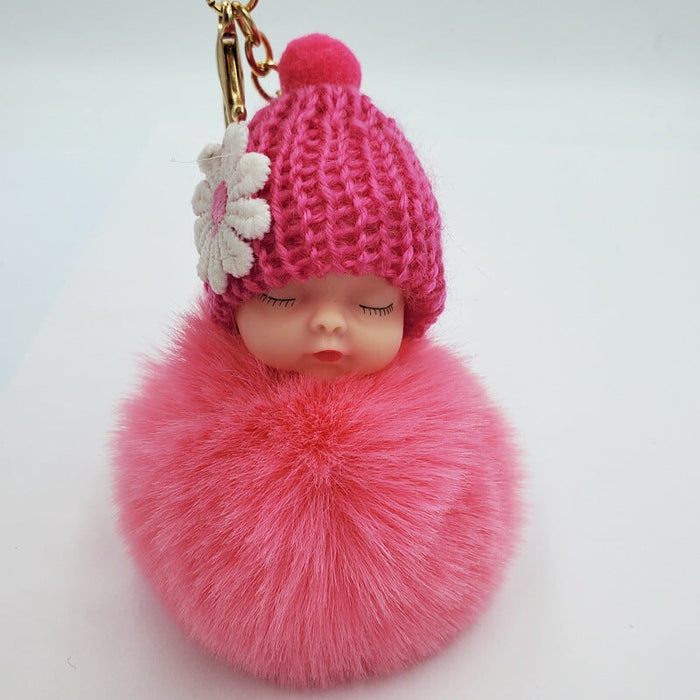 Wholesale Imitation Hair Alloy Hair Ball Keychain JDC-KC-QiShi003 Keychains 奇释 pink 8cm Wholesale Jewelry JoyasDeChina Joyas De China