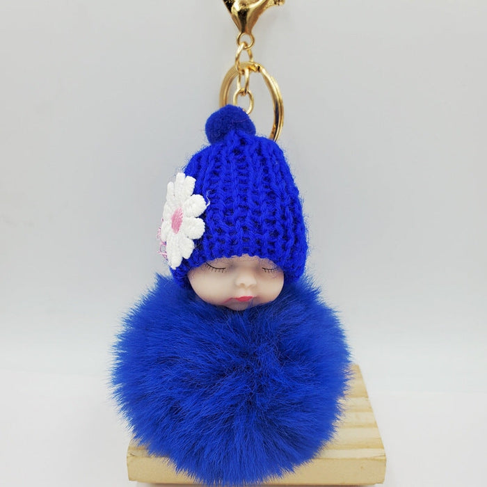 Wholesale Imitation Hair Alloy Hair Ball Keychain JDC-KC-QiShi003 Keychains 奇释 royal blue 8cm Wholesale Jewelry JoyasDeChina Joyas De China