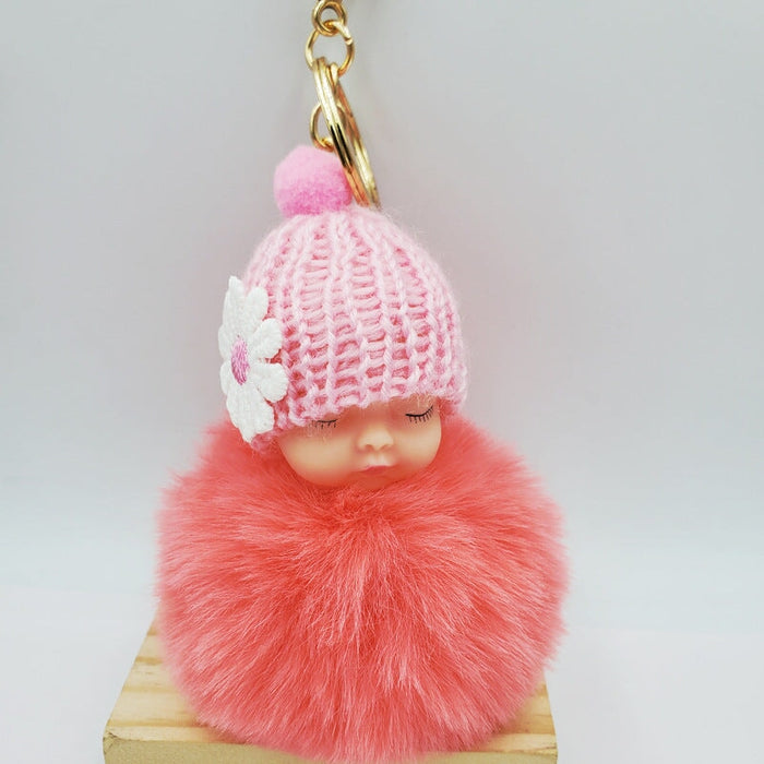 Wholesale Imitation Hair Alloy Hair Ball Keychain JDC-KC-QiShi003 Keychains 奇释 watermelon red 8cm Wholesale Jewelry JoyasDeChina Joyas De China