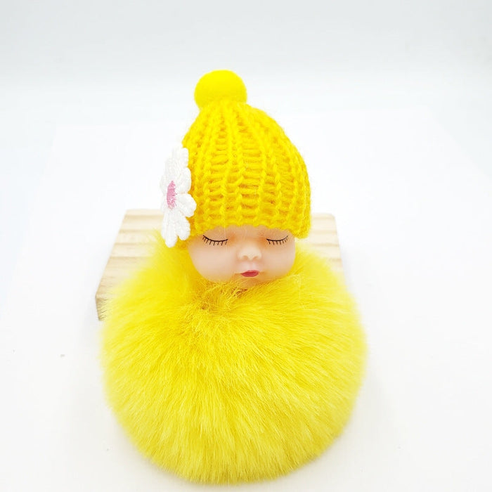 Wholesale Imitation Hair Alloy Hair Ball Keychain JDC-KC-QiShi003 Keychains 奇释 yellow 8cm Wholesale Jewelry JoyasDeChina Joyas De China