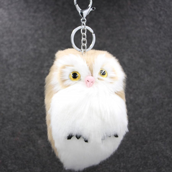 Wholesale Imitation Hair Owl Hairball Keychain JDC-KC-Zuge027 Keychains 祖格 khaki 15*8cm Wholesale Jewelry JoyasDeChina Joyas De China