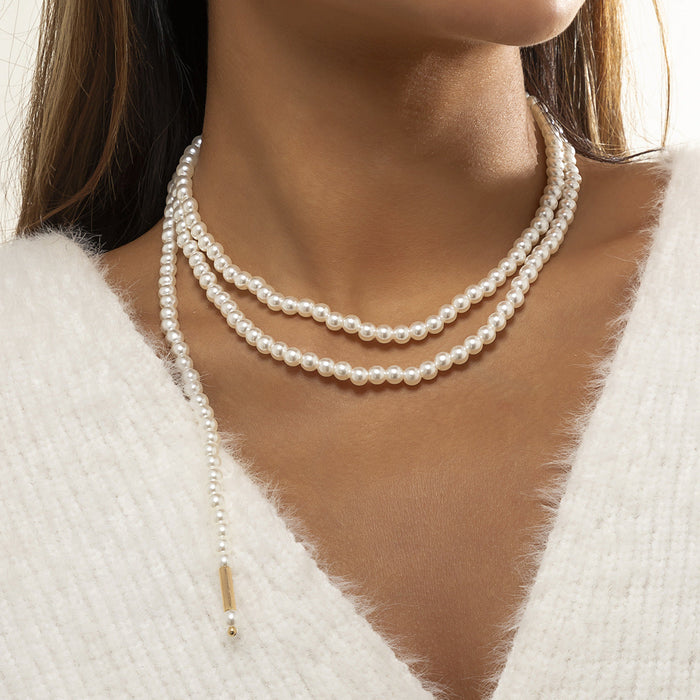 Wholesale imitation pearl alloy tassel necklaces JDC-NE-DN072 Necklaces 道妮 4676 Wholesale Jewelry JoyasDeChina Joyas De China